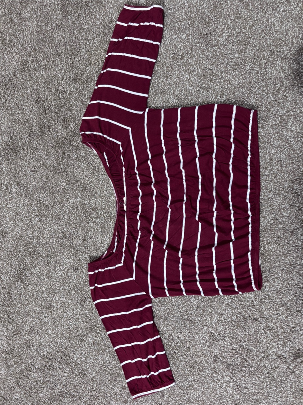 Hollister Burgundy and White Striped Top